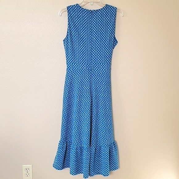 Maggy London Teal Eyelet Ruffle Hem Maxi Dress Spring Boho Girly - Size 8 - Picture 5 of 9